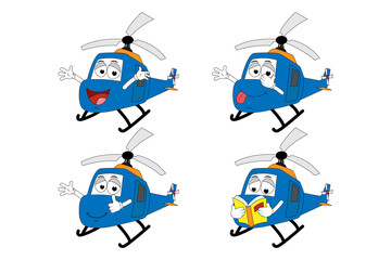 cute helicopter cartoon character illustration