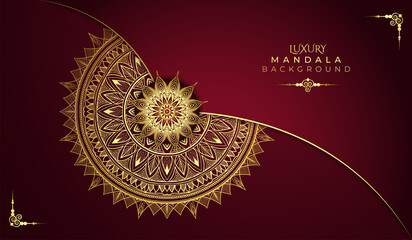 Luxury mandala background with golden arabesque pattern Arabic Islamic east style ornamental. Decorative design for wedding, invitation card 