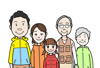 キャンプ、登山を楽しむ二世帯親子