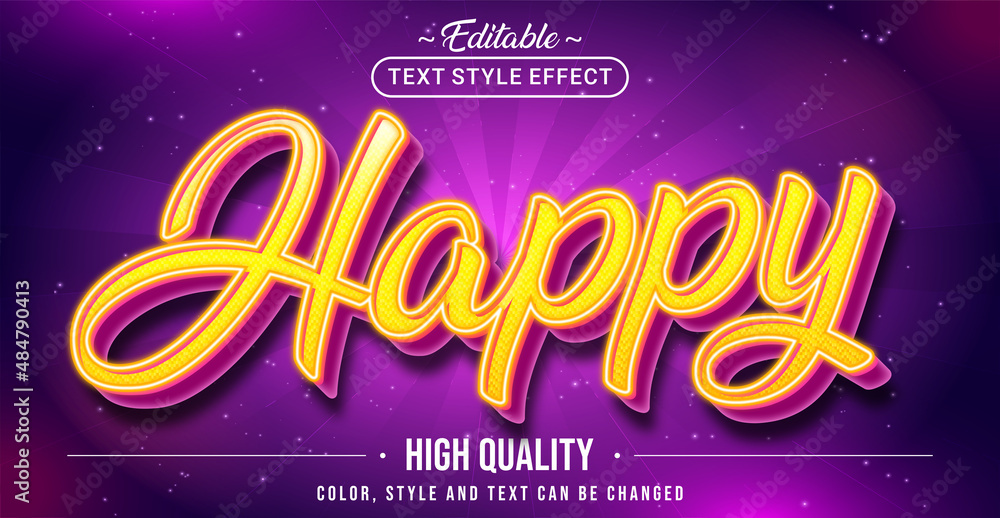 Aufkleber Editable text style effect - Happy text style theme.