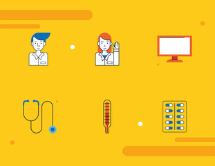 six online medical service icons