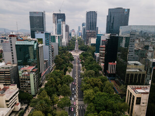 Aerial photo of Reforma street in Mexico City