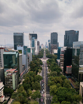 Aerial photo of Reforma street in Mexico City