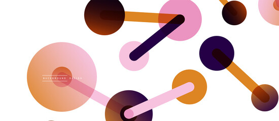 Line points connections geometric abstract background. Circles connected by lines. Trendy techno business template for wallpaper, banner, background or landing