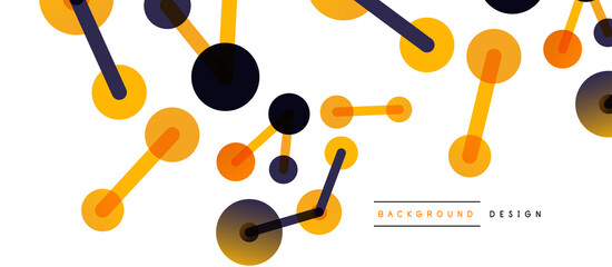 Line points connections geometric abstract background. Circles connected by lines. Trendy techno business template for wallpaper, banner, background or landing