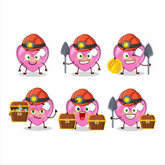 miners pink broken heart love cute mascot character wearing helmet