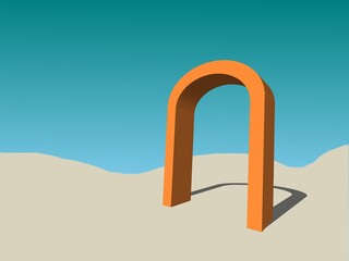 arch in the sky, Abstract, architectural structure with arches on sandy beach background
