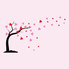 Tree with heart leaves vector illustration design