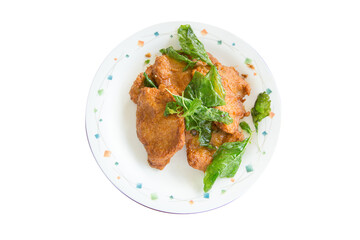Die cut of Crispy Fish Cake on white isolated