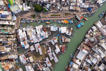 Fototapeta na wymiar beautiful aerial view of the Tai O, old fishing village in Lantau Island, Hong Kong