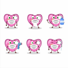 A picture of pink broken heart love cartoon design style keep staying healthy during a pandemic