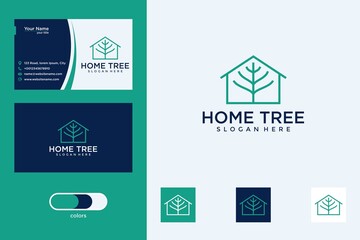 home tree  line art logo design