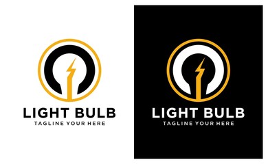 Electrical contractor light bulb and lightning logo design. Electric light, construction, current and electricity. vector design and illustration. on a black and white background.