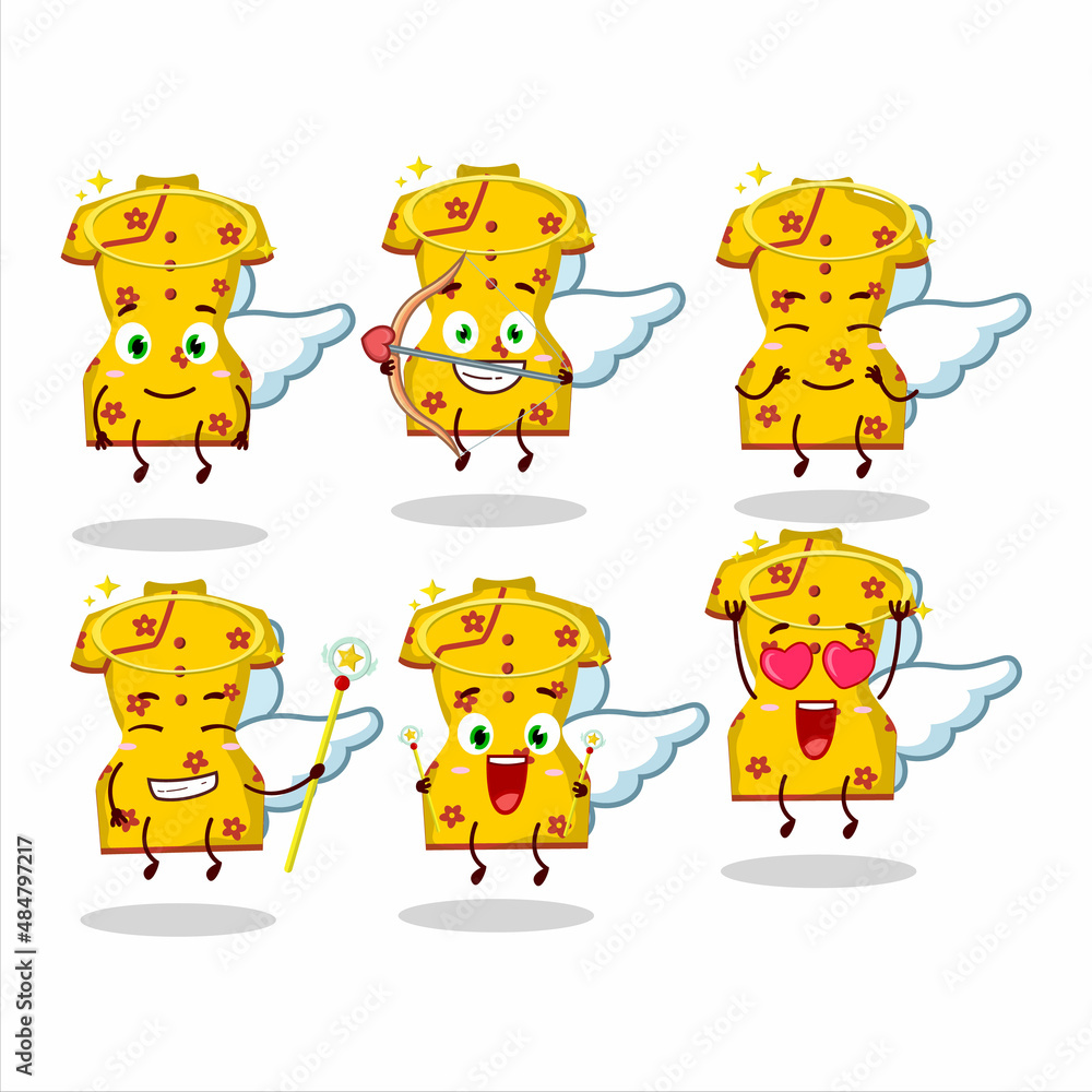 Poster Yellow clothing of chinese woman cartoon designs as a cute angel character