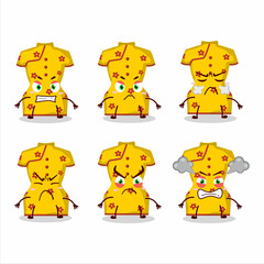 Yellow clothing of chinese woman cartoon character with various angry expressions