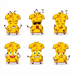 An image of yellow clothing of chinese woman dancer cartoon character enjoying the music