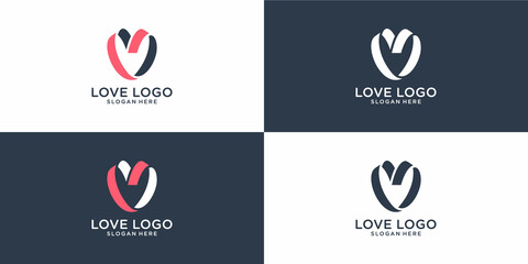 Love logo design, modern style