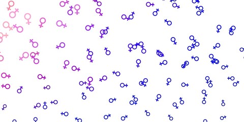 Light Blue, Yellow vector texture with women's rights symbols.