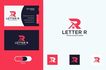 letter r with home repair logo design - obrazy, fototapety, plakaty