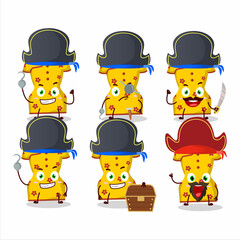 Cartoon character of yellow clothing of chinese woman with various pirates emoticons