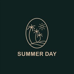 
Line art summer illustration logo design