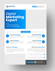 Obraz premium digital marketing Corporate business flyer template design with blue color