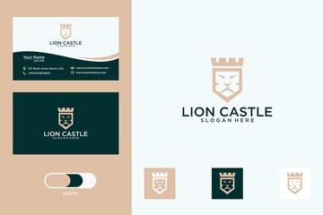 lion with castle logo design
