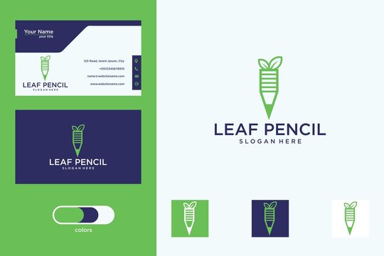 leaf pencil logo design