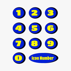 Element set of ten numbers form zero to nine, number flat design