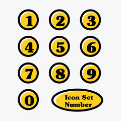 Element set of ten numbers form zero to nine, number flat design