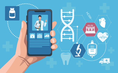 smartphone and medical icons