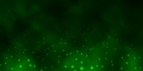 Fototapeta premium Dark Green vector template with neon stars. Blur decorative design in simple style with stars. Pattern for websites, landing pages.