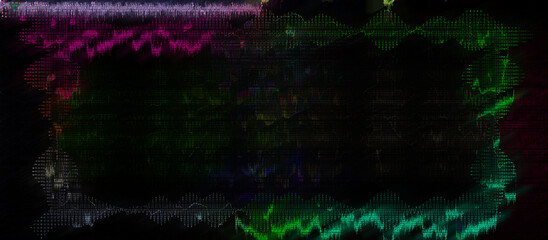 Abstract glitch art border background.