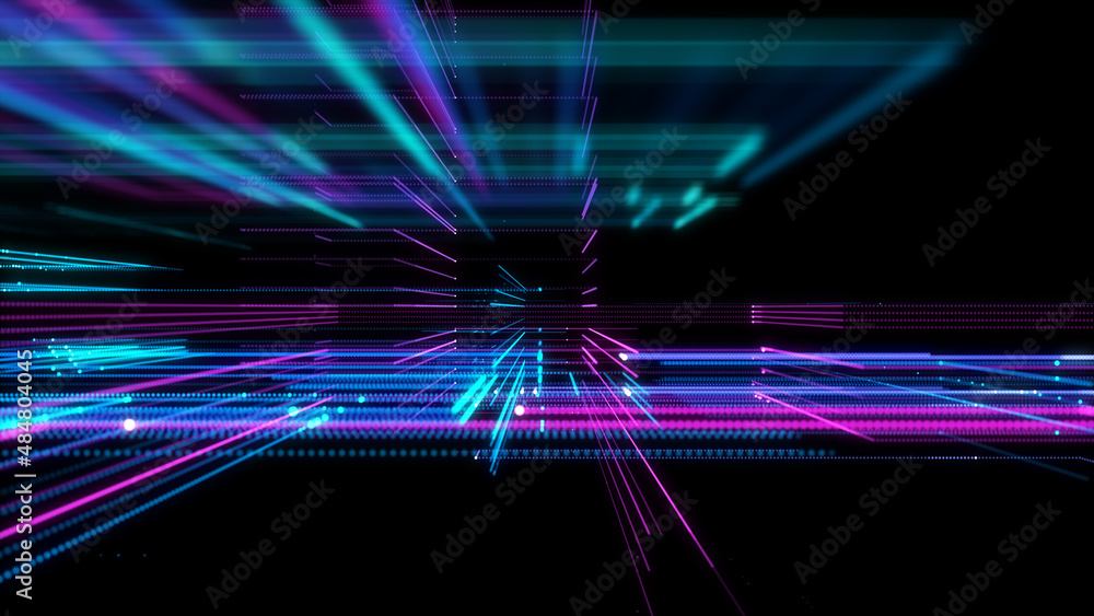 Poster digital cyberspace with particles. techology background