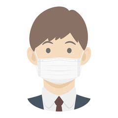 Vector illustration of office worker wearing medical face mask.