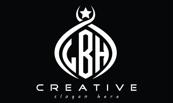 LBH three letters curved initial monogram logo design, geometric oval minimalist modern creative logo, vector template