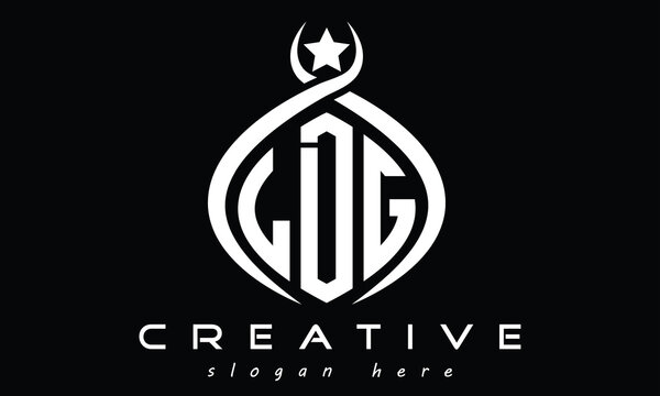 LDG three letters curved initial monogram logo design, geometric oval minimalist modern creative logo, vector template
