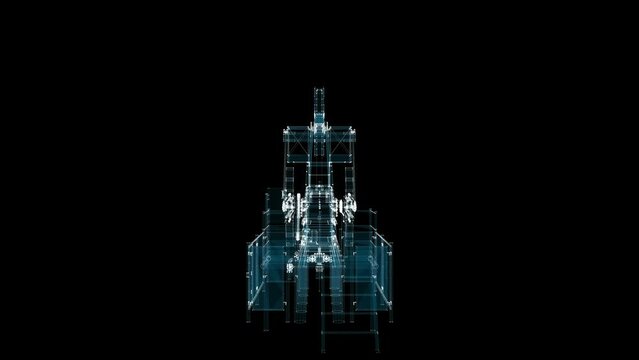 Working oil pump jacks Hologram. Energy and Technology Concept