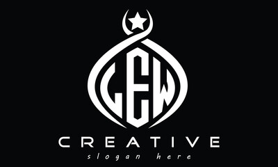 LEW three letters curved initial monogram logo design, geometric oval minimalist modern creative logo, vector template © gdJubaer