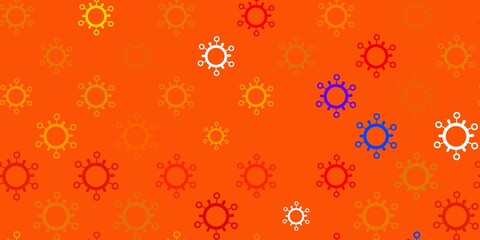 Dark orange vector backdrop with virus symbols.