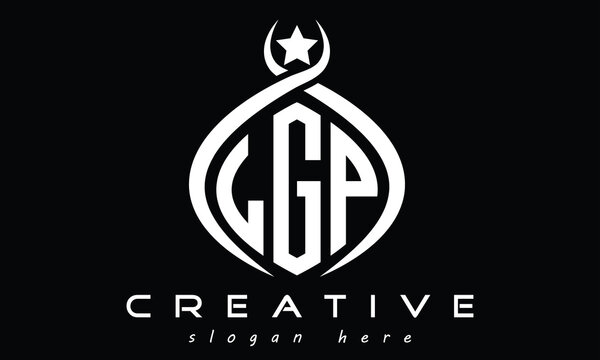 LGP three letters monogram curved initial logo design, geometric oval minimalist modern creative logo, vector template
