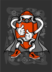 cartoon fooball hero t-shirt design illustration