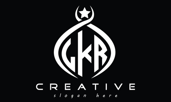 LKR three letters monogram curved initial logo design, geometric oval minimalist modern creative logo, vector template