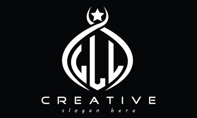 LLL three letters monogram curved initial logo design, geometric oval minimalist modern creative logo, vector template