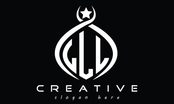 LLL three letters monogram curved initial logo design, geometric oval minimalist modern creative logo, vector template