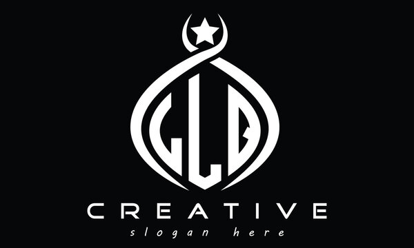 LLQ three letters monogram curved initial logo design, geometric oval minimalist modern creative logo, vector template