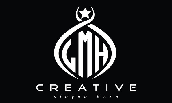 LMH three letters monogram curved initial logo design, geometric oval minimalist modern creative logo, vector template