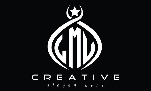 LMV three letters monogram curved initial logo design, geometric oval minimalist modern creative logo, vector template