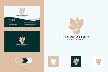 flower with business card logo design