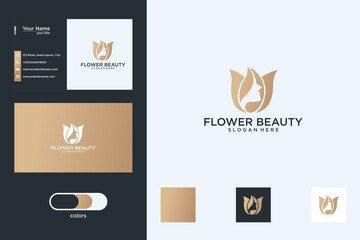 flower with beauty logo design